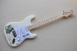 Factory custom electric guitar, with White body and pickguard,Chrome hardware,Maple neck,provide customized services.