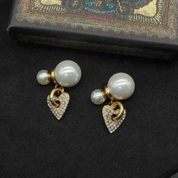 jewelry settings for pendants Canada - Jewelry Full Di Earrings d Family Letter Fashion Diamond Love Luxury Star Designer Temperament Same Pearl Brass Material