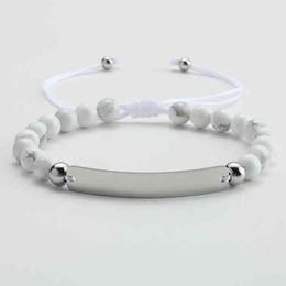 NUORO New Natural Stone Lucky Bracelet Women Men Couple Jewelry Stainls Steel Personalized Custom Letter Bracelets