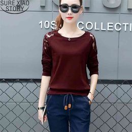 Korean Style Women Hollow Out Shirts tops Shirt Femme Camisetas Mujer Autumn Fashion Long Sleeve Tops 6983 50 210506