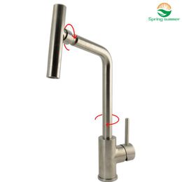 Kitchen Faucets Faucet Single Handle 360 Degree Swivel Spout 304 Stainless Steel Tap Mixer Waterfall CF110