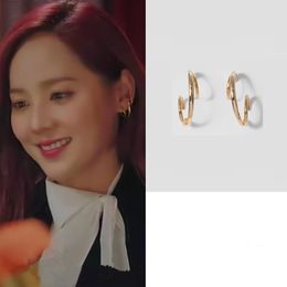 Stud Korean Drama Penthouse Same Fashion Trend Earrings Japanese And Ins Three-half Circle Creative Design