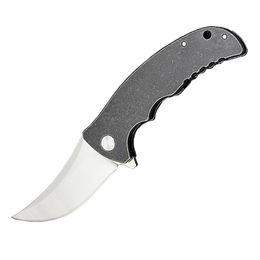 New Ball Bearing Flipper Folding Knife D2 Satin Blade Machete Black Stone Wash Stainless Steel Handle H5353