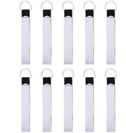 Sublimation White Color Neoprene Wristlet Keychain Lanyard Key Chain Chapstick Holder