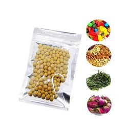 8.5x13 cm Clear Front Zipper Foil Mylar Packing Material Food Storage Bags Aluminum Foil Resealable Sample Giveaway Packing Pouch with Notch DH8900