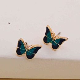 Charms Ear Stud Clip Rings Korean Exquisite Mori Oil Drop Small Sweet, Small, Fresh and Super Immortal French Painting Wind Smart Butterfly