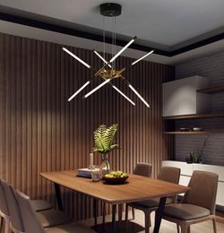 Luxury LED Pendant Lamps for Living Dining Room Modern Restuarant Hanging Lightings Black Gold Wrought Iron Lampes