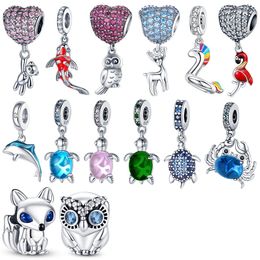 925 Sterling Silver Pet Animal Series Charms Bead Fits Pandora Bracelet Pendant Woman Fine Jewellery gift