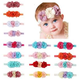 Baby Headband Chiffon Beads Newborn Turban Elastic Girls Headwrap Solid Color Headbands Fashion Headwear Hair Accessories 17 Colors BT6545