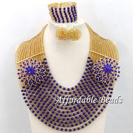 Earrings & Necklace Brooches 12 Layers Crystal Beads Weaving Mixed Colour African Jewellery Sets Bridal Nigerian Wedding Party Set Hx078