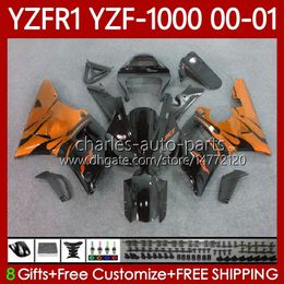OEM Fairings For YAMAHA YZF-R1 YZF1000 YZF R 1 1000 CC YZFR1 00 01 02 03 Bodywork 83No.92 YZF R1 1000CC 2000 2001 2002 2003 Orange flames YZF-1000 00-03 Motorcycle Body Kit