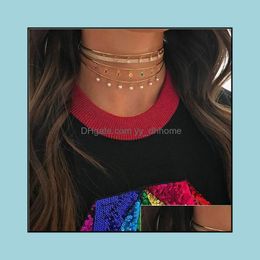 Chokers Necklaces & Jewelrychokers Round Dots Open Choker Necklace For Ladies Elegant Cuff Collar Statement Torques Fashion Rainbow Color Cz