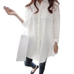 New Autumn White Lace Blouse Plus Size 4XL Women Tops Casual Loose Blouses Long Sleeve Vintage Ladies Shirts Blusas AB318 210323
