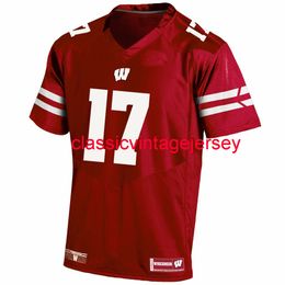 Stitched custom Wisconsin Badgers Red Football Jersey Customize any name number XS-6XL