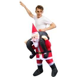 Mascot doll costume Christmas Inflatable Costumes Adult Costume Santa Claus Carry Back Ride on Mascot Pants With False Human Legs New Year