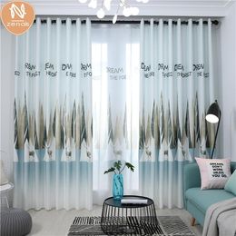 Modern Simple Nordic Dream Forest Printing Shade Curtains For Living Dining Room Bedroom. Curtain & Drapes