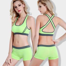 Multicolor No Steel Ring Cross Beauty Back Yoga Running Sports Bra Set Seamless Adjustment Gather Underwear Gym Clothing