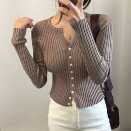 Sexy Pull Sweater Women Slim V Neck Short Tops Spring Autumn Korean Pullover Sweaters Single Breasted Knit 210525