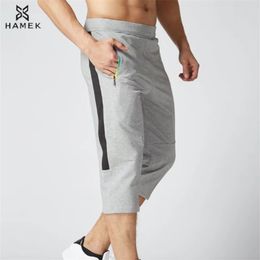 Ankunft 3/4 Männer Laufhose Baumwolle Reißverschluss Fußball Trainingshosen Atmungsaktive Gym Jogging Fitness Leggings Hosen Hosen L T200326