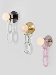 Wall Lamp Nordic Chain Shape Decorative Lamps Bedroom Bedside Glass Ball Lights Living Room Study Aisle Cloakroom Art Lighting