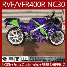 Bodys For HONDA RVF400R N30 V4 VFR400 R VFR400R 89-93 79No.31 RVF VFR 400 RVF400 R 400RR 1989 1990 1991 1992 1993 VFR400RR VFR 400R 89 90 91 92 93 Fairing Kit purple glossy