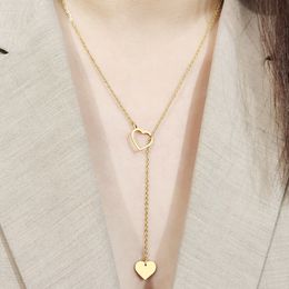 Long Pendant Heart-Shaped Necklaces for Women Simple Design Stylish Stainless Steel Jewelry Party Gift