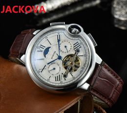 2022 Luxury Mens Automatic Mechanical Moon Watch 43mm Sweeping Full Fine Solid Stainless Steel Self Winding Tourbillon Wristwatches wholesale and retail gifts