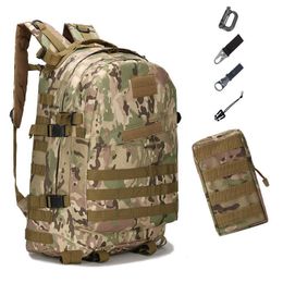 45L Tactical Backpack Military Army Bag Outdoor Camo Rucksack Camping Backpack Hiking Sports Molle Climbing Fishing Hunting Pack Q0721