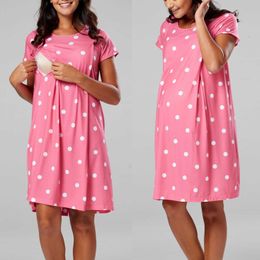 New Maternity Clothes Dress Breastfeeding Dresses Short Sleeve Nursing Dress Suitable for Childbirth In the Hospital Q03005 Y0924