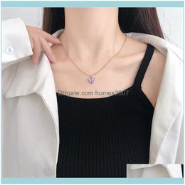 Necklaces & Pendants Jewelrysmall And Pure Fresh Purple Butterfly Necklace Female Ins Temperament Contracted Collarbone Chain Sweet Girl Cha