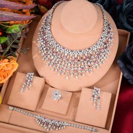 Earrings & Necklace Blachette Gorgeous Noble Bracelet Ring 4PCS Women's Wedding Banquet Party Celebration Dubai Trendy Jewellery Set