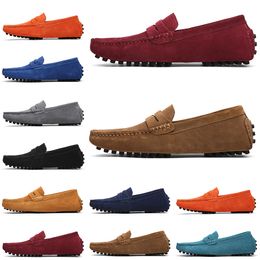 2021 running shoes walking casual Selling fashion black light pink blue red gray orange green brown mens slip on lazy Leather