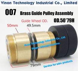 OD50x79Hmm 007 Brass Guide Pulley Roller Assembly Parts, Brass-Roller's Diameter 50mm, Guide-Pulley's Diam. 49.5mm, Height 79mm used for CNC Wire Cut EDM Machines