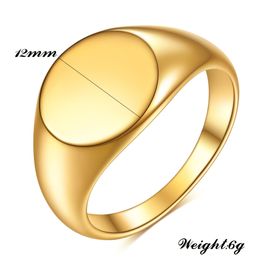 Gold and Silver Plated Smooth Stainless Steel Ring Custom LOGO Engraved Rings