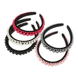 Imitation Pearl Hair Accessories Pure Colour Exquisite Full-Wrapped Pearl Hair Hoop Performance Ornament Ladies Scrunchie