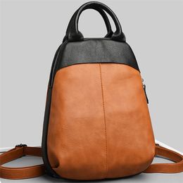 Genuine Leather backpack Fashion Luxury Women's bag Designer High Quality Female backpacks High Capacity Ladies Travel back pack 210922