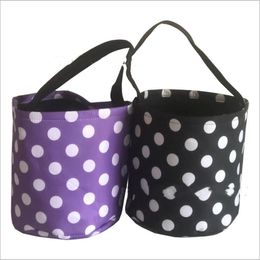 Halloween Bucket Party Kids Carry Baskets Candy Toy Sacks Gift Wrap Polka Dot Funny Trick or Treat Tote Storage Bags Festives Supplies Decorations Printed B7795