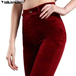 autumn and winter women's pants fashion comfortable pants increase size 27-34 corduroy elastic waist pants A467 210519