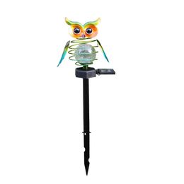 Solar Owl LED Lawn Lights Wrought Iron Ground Plug Garden Lamp - Red
