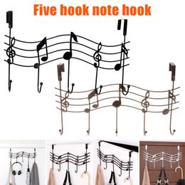 Over The Door Hanger Rack 5 Hooks Home Office Bathroom Coat Towel Musical Note JS23 210609