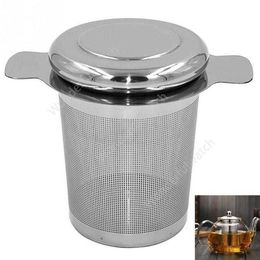 Fine Mesh Tea Strainer Lid Tea and Coffee Philtres Reusable Stainless Steel Tea Infusers Basket with 2 Handles DAW13