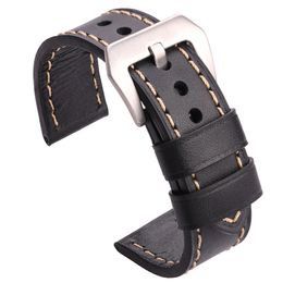 High Quality Genuine Leather band Bracelet 20mm 22mm 24mm Black Brown Handmade Band Strap Women Men Watch Accessories