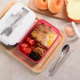 Lunch Box Eco-friendly Bento With Tableware Soup bowl Food Container For Kids Students School Office Microwavable 210423