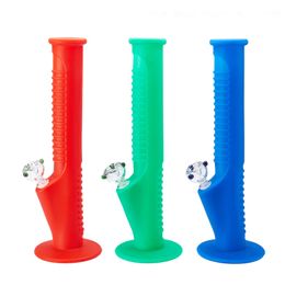 Hookah Bongs Water Pipes Oil Dab Rig Silicone Straight 13.78 Inch Breaka Good Quality Rich Color Smoking Oil Burner Bong