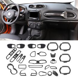 Carbon Fibre 31pcs Interior Accessories Decoration Cover Trim Kit for Jeep Renegade