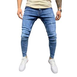 New Mens Jean Pencil Pants Fashion Men Casual Slim Fit Straight Stretch Feet Skinny Zipper Jeans For Male Hot Sell Trousers X0621