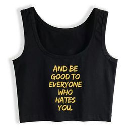 Crop Top Female DO ALL THINGS WITH LOVE Humour Black Cotton Tank Top Women X0507