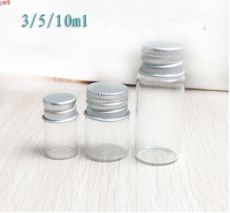 2ml 3m 5ml 10ml Clear Lucency Glass Empty bottle Aluminium lid Essential Oil Perfume Cosmetic Containershigh qty