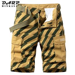 2021 Summer New Striped Casual Cargo Shorts Men Loose Fashion Camouflage Men Cargo Shorts Tactical Military Jogger Shorts Men H1210