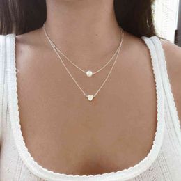 Elegant Exquisite Pearl Pendant Chain Women's Personality Heart Wedding Necklace Female Fashion Party Jewellery Gifts